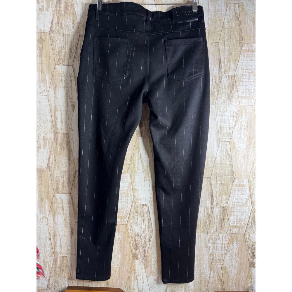 Skinny Collection Mens Black Pinstripe Skinny Fit Trousers Pants GOTH Size 34x27